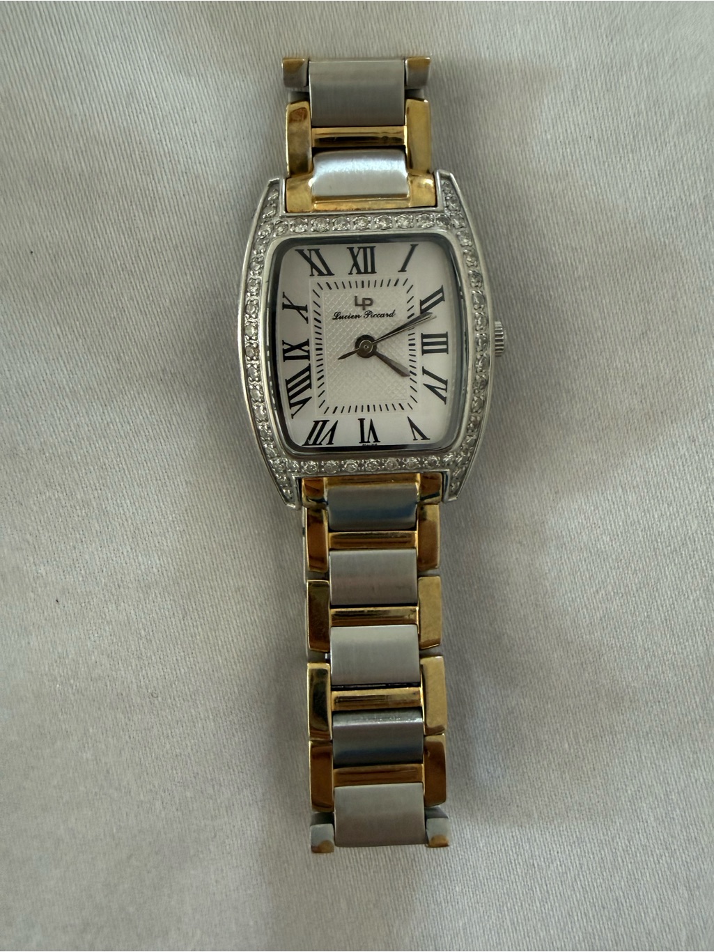 Lucien Piccard TwoTone Silver And Gold Womens Watch With Diamond Bezel